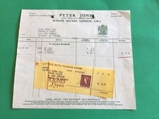 Peter Jones Sloane Square  London 1957 Hose Bowls  receipt R38066