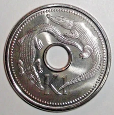 2005 Papua New Guinea Coin K1 Nile Crocodiles Alligator Animal Swamp Wildlife
