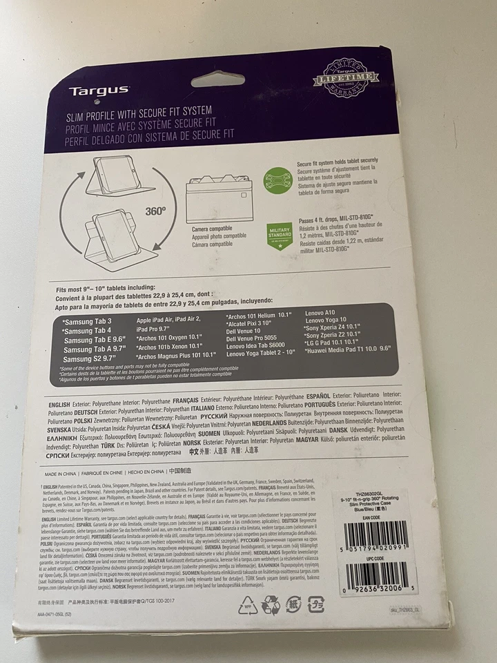 Targus Fit-n-Grip Universal Rotating Case for 9-10" Tablets - Black/Blue - Image 2 of 2