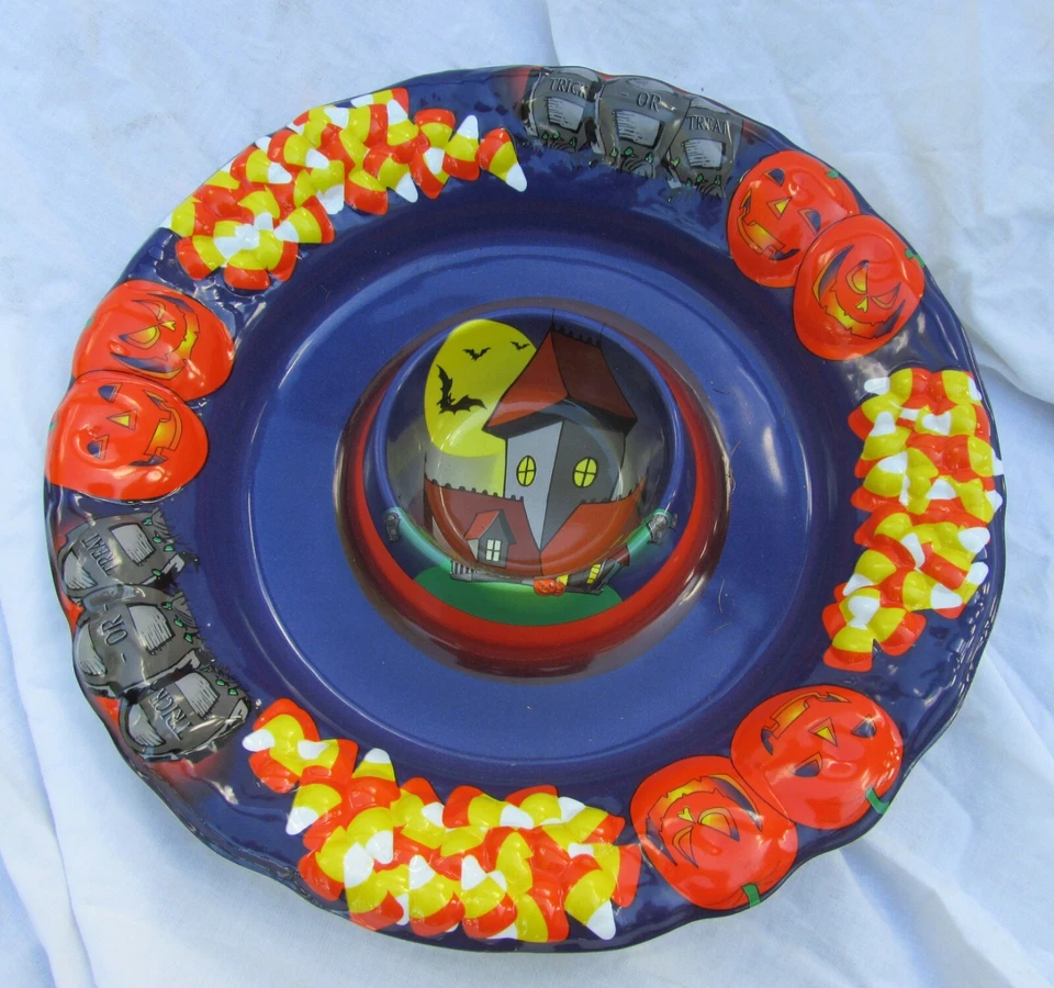 Plato de plástico para salsa y salsa tazón caramelo maíz decoración de fiesta de Halloween Foto 2 de 4