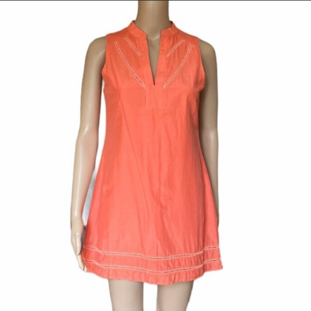 Barneys NY salmon cotton silk eyelet mini dress size S