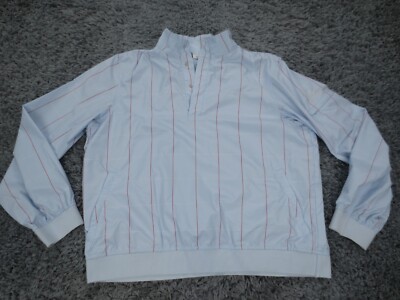 Liz Claiborne Liz Golf Jacket Womens Large Blue Striped Lightweight Mesh Lined