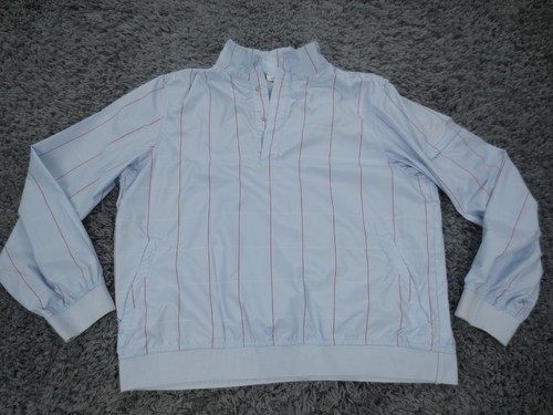 Liz Claiborne Liz Golf Jacket Womens Large Blue Striped Lightweight Mesh Lined