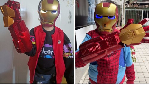 cartoon Electric Water Bullet Launcher Arm Gloves W/LED Mask Toy Wearable Prop - Picture 8 of 12