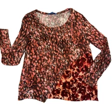 Simply Vera Wang Womens Top Blouse XL Long Sleeve Pullover Work Travel Artsy NWT