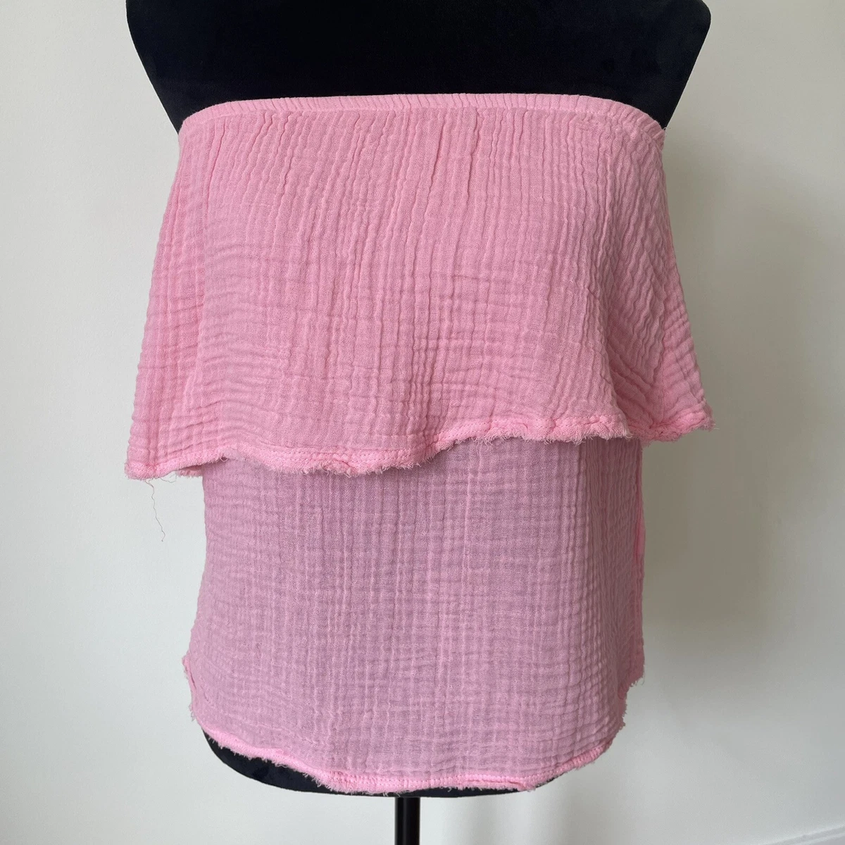 Michael Stars Light Pink Cotton Marta Two Tier Tube Top DGZ60 EUC