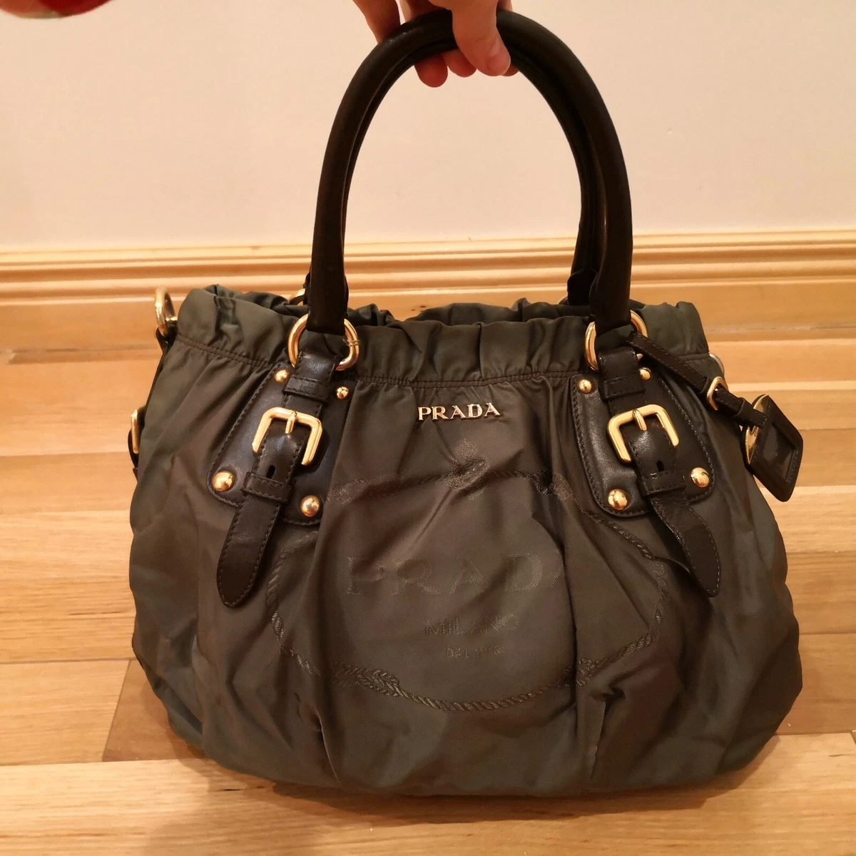 Prada dark green Tessuto Nylon 2-Way Tote bag