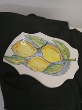 Hand Made Painted Monicats Ceramic Art Pottery Dish Canada Lemons Italy Style