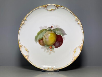 KPM Berlin Teller Obst Früchte Emaille Emaildekor Gold 1.Wahl um 1912 D:22cm