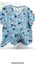 Comfy Cotton Scrubs Scrub Top Size Large Geometric-Chest 27.5"/L25.5