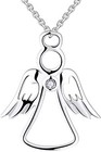 925 Sterling Silver Angel Necklace Cubic Zirconia Angel Wings Necklace for Women
