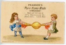 Victorian Trade Card Pearson's Pure Home-Made Candies Ketterlinus Lowell, Mass