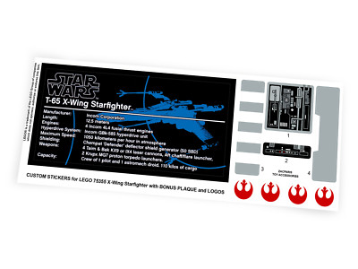 Custom stickers for Star Wars Set 75355 X-wing Starfighter UCS + Bonus ...