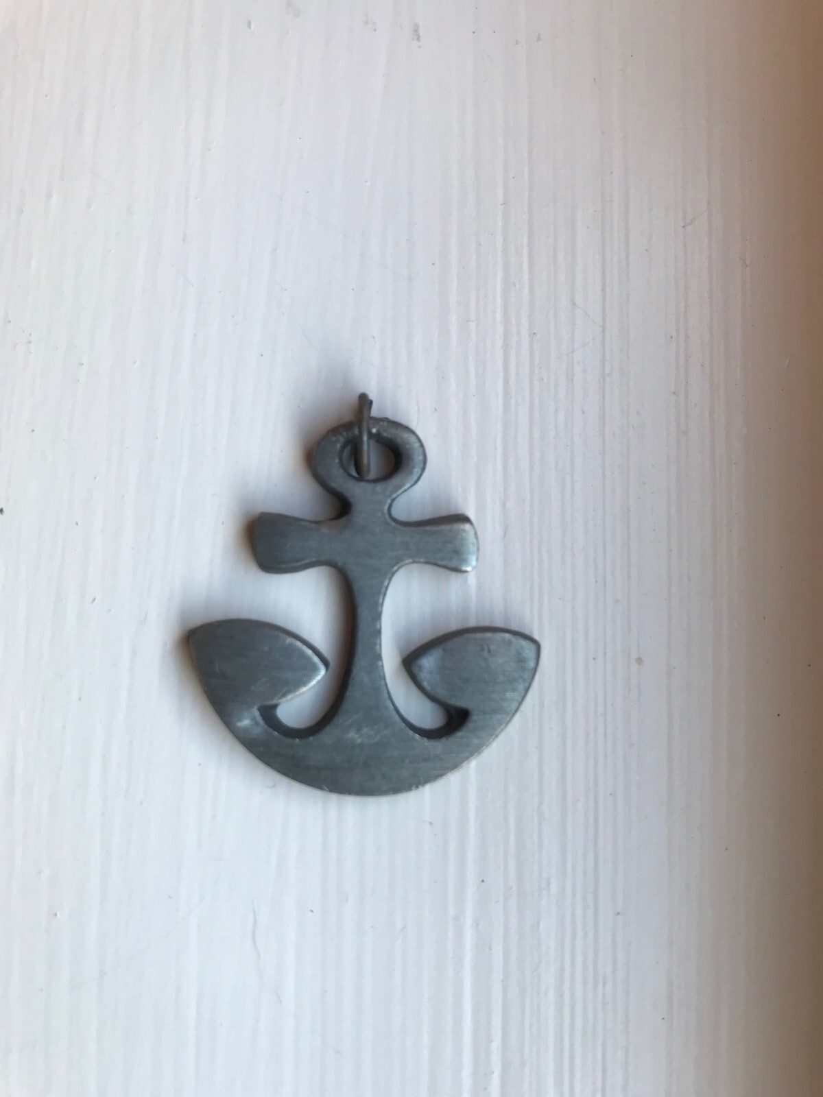 Vintage R Tennesmed Sweden Pewter ANCHOR Pendant Gem