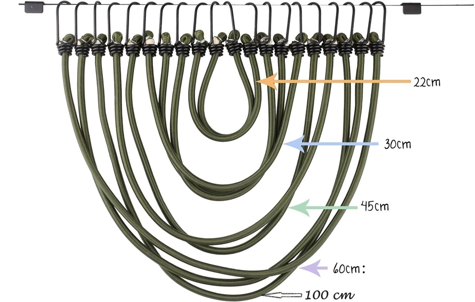 Bungee Cords with Hooks – 10 Pack Heavy Duty Elastic Straps for Car, Van & Trave - Image 2 of 4