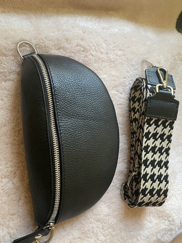 Marsupio donna ragazza Vera Pelle small bag mini bag Nero Tracolla Regolabile - Foto 3 di 5