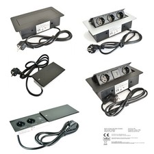 ✅ Einbausteckdose Tischsteckdose USB Wand Küche versenkbar Alu Schwarz Weiß