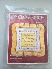Vintage 70's Hazel Pearson Handicrafts Cross Stitch Happiness friends Pillow Kit