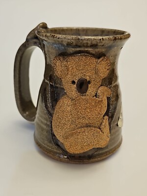 3D Coffee Mug Tree KOALA Art Pottery Handmade Stoneware Large 5  Label Intact 