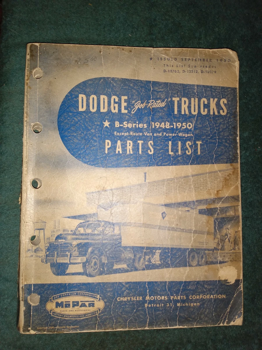 1948 1950 DODGE B SERIES TRUCK PARTS BOOK CATALOG ORIGINAL