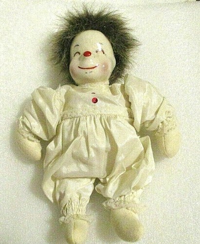 GIRL Clown Doll Ceramic Porcelain-Head, Cloth-Body 8" Long Vintage - - Picture 9 of 9