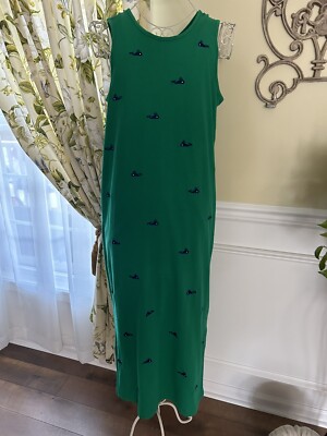 Vintage Quacker Factory Green Whale Preppy Dress Medium/Large Long Summer  Beach | eBay