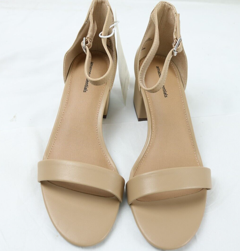 Women's Nola Heeled Sandals Two Strap Open Toe Matte Beige Amazon