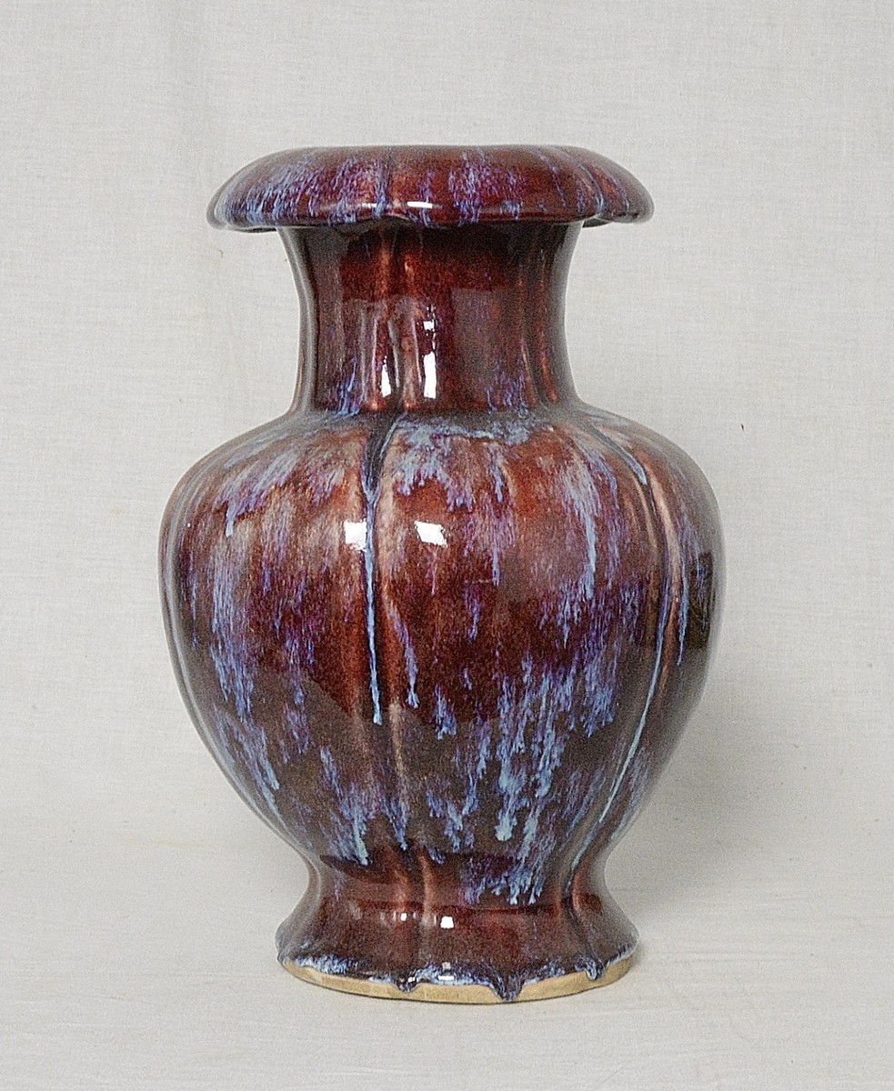 Chinese Red Flambe Glaze Porcelain Vase M2640 | eBay