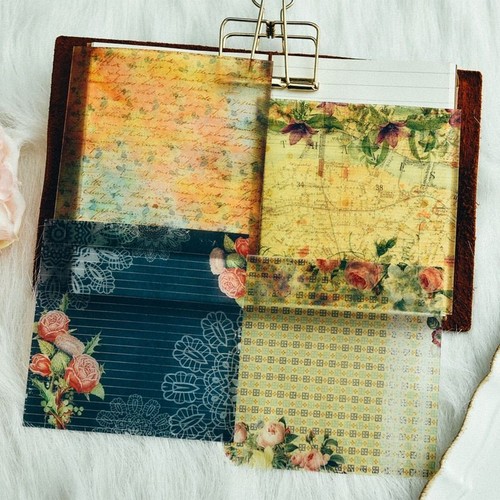 Vintage Flowers Vellum Stickers Journal Paper Sticker Scrapbook Supplies 10pcs S - Picture 9 of 12