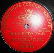78RPM Italian duet, Titta Ruffo, Maria Galvany, Verdi, Rigoletto, Si Vendetta