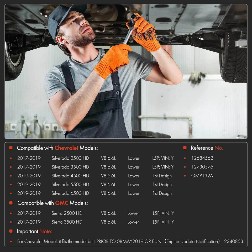 Pan de aceite del motor para Chevy Silverado 2500 HD GMC Sierra 2500 HD 2017-2019 V8 6,6 L Foto 2 de 4