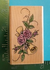 Rubber Stampede ROMANTIC ROSE with SCROLL Flower Rubber Stamp A1564E