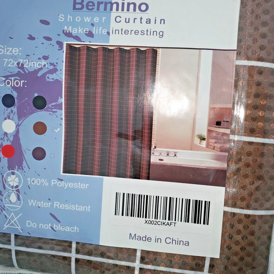 Cortina de ducha de baño Bermino - Cuadrados marrones - 72x72 - ¡NUEVA! Foto 3 de 4