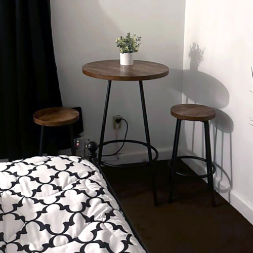 3 PCS BAR SET BISTRO TABLE 2 CHAIRS COUNTER HEIGHT STOOLS DINING BISTRO SET NEW - Picture 11 of 11