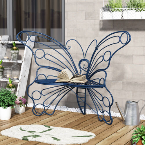 Butterfly Garden Bench Seat Outdoor Yard Path Patio Porch Deck Furniture Navy - Picture 8 of 8