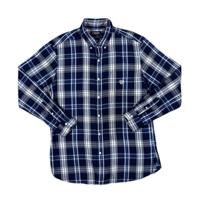 CHAPS ''Performance'' Check Cotton Polyester Long Sleeve Button-Up Shirt Large