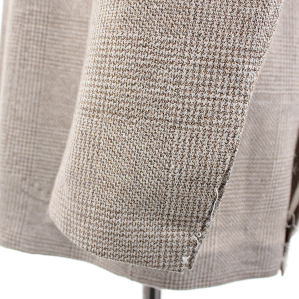 Abrigo deportivo Sartorio Kiton nuevo con etiquetas mezcla de lana/seda talla 56L (46L EE. UU.) en beige a cuadros Foto 3 de 4