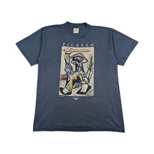 Vintage Pablo Picasso Harlekin 1969 1995er T-Shirt Gr L Blau Jahre Made in USA