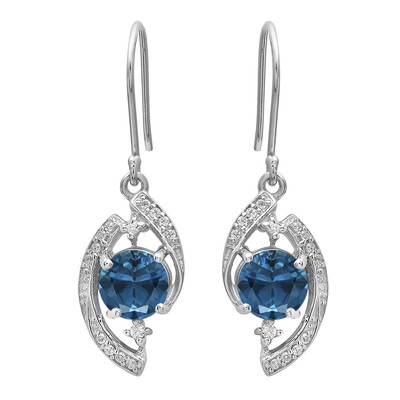 0.50 Ctw Round London Blue Topaz Gemstone Bridal Earrings 925 Sterling Silver