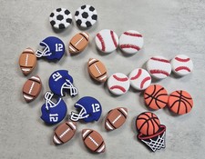 Lot 22 Sports Croc Shoe Charms Set Baseball Basketball Football Helmet Net Ball