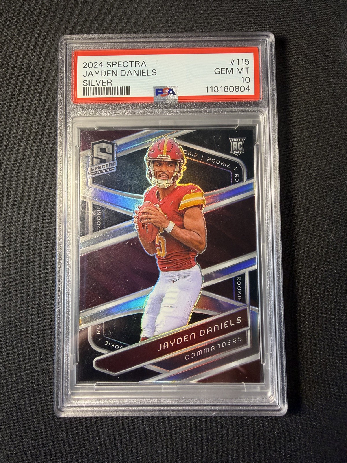 2024 Panini Spectra Jayden Daniels Silver Prizm Rookie PSA 10 RC #115