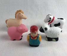4 Toy Farm Animals Cow, Horse, Sheep, Pig  1 Farmer