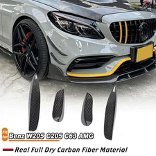 Fit for Benz W205 C205 C63 15-17 Front Bumper Splitter Canards Fins Carbon Fiber