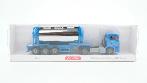 Wiking H0 1/87 053605 MAN TGS Euro 6c tanque contenedor semirremolque intercambio - EMBALAJE ORIGINAL NUEVO | Condition: Gebraucht