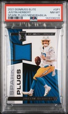 2021 PANINI DONRUSS ELITE SPARK PLUGS MEMORABILIA #SP1 JUSTIN HERBERT PSA 8
