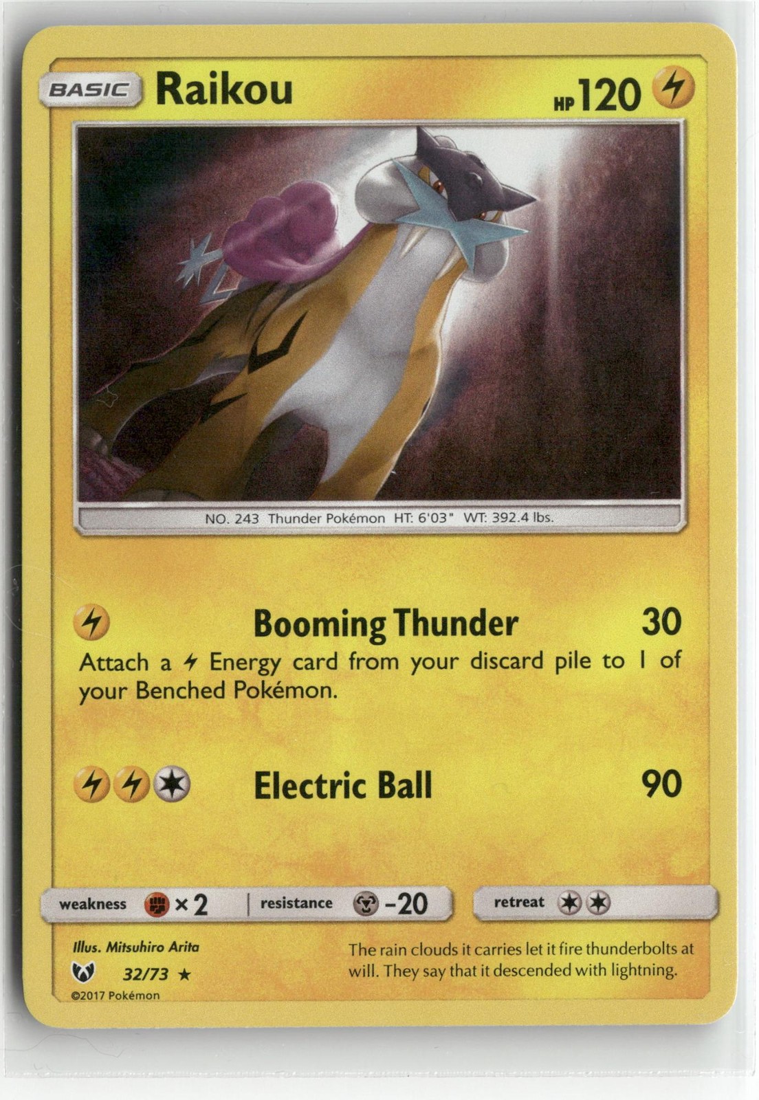 Raikou 32 Shining Legends Holo Pokemon Rare Near Mint