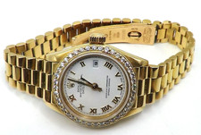 Rolex Lady Datejust 26mm OYSTER PERPETUAL 18K Gold Diamond Bezel White Dial 12