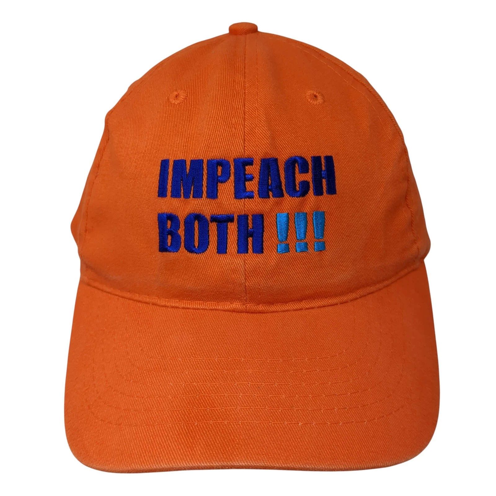 Impeach Both!!! Strapback Hat Orange One Size Embroidered Vent Holes