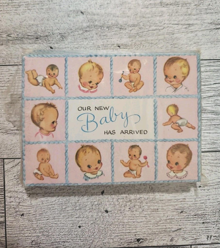 Vtg Baby Has Arrived Birth Announcement Cards And Envelopes Unisex  *READ*