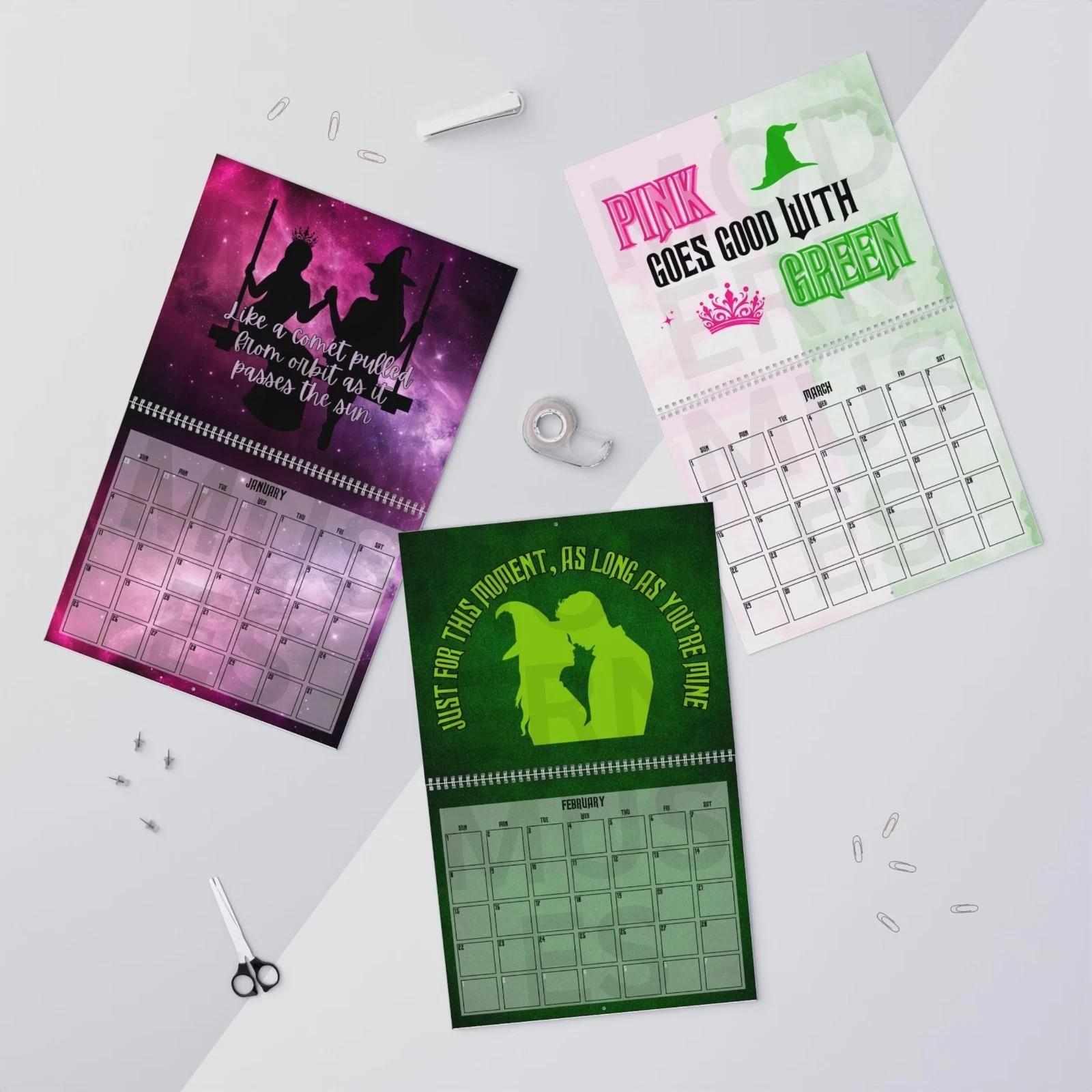 Wicked for Good 2026 Wall Calendar, Elphaba & Glinda, Movie Inspired Planner